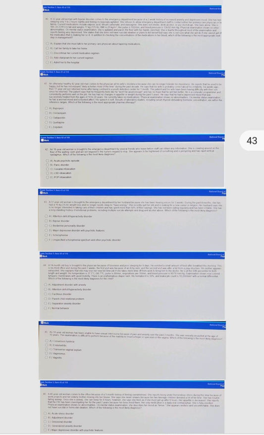 Authentic 2025-2026 Psychiatry Full Exam Package โ 8+ Forms with 110 Real Questions Each - MedScoreMax