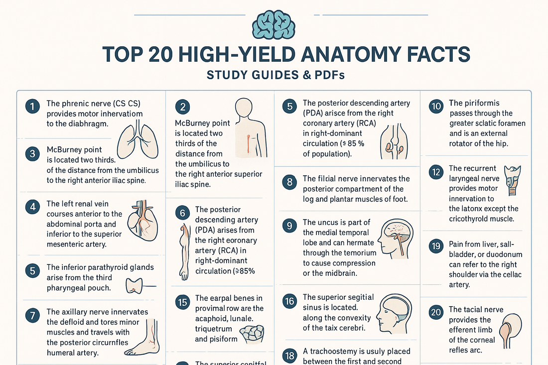 🧠 Top 20 High-Yield Anatomy Facts for Step 1 (with Study Guides & PDFs) - MedScoreMax